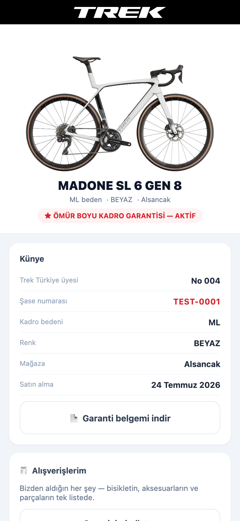 Benim Trek'im App ekranı