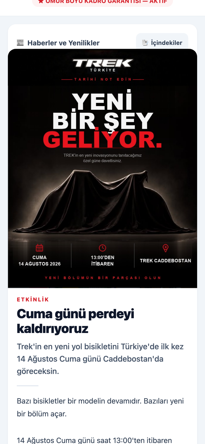 Benim Trek'im App — dergi düzeninde haberler ve yenilikler